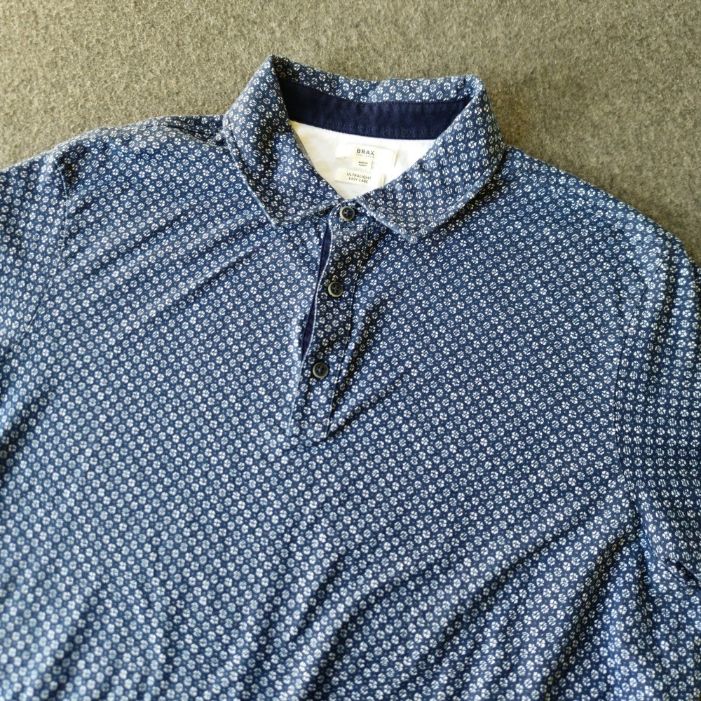 Brax Feel Good Ultralight Easy Care Floral Polo Shirt XL Preppy  Clean Golf EUC